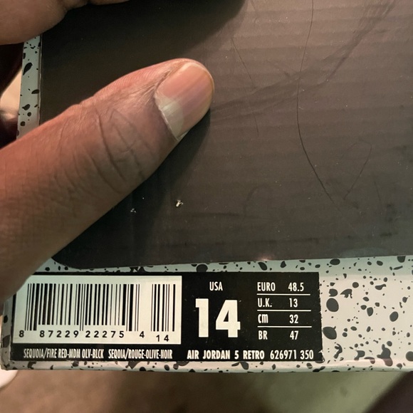 Jordan 5 retro fear (2013) size 14 new with box - Picture 9 of 9